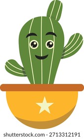 Personagem de cacto de desenho animado apontando com braço, isolado no fundo branco