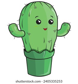Cartoon cactus in a flower pot.