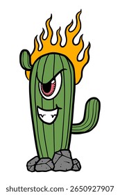 Cartoon cactus hand drawing style