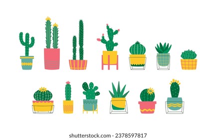Cartoon Cactus Illustration Element Set