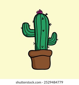Cartoon cactus plant vector isolated illustration
