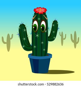 A cartoon cactus in the pot