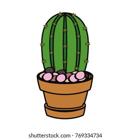 cartoon cactus in a pot