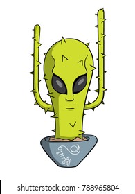 Cartoon cactus shaped like an alien