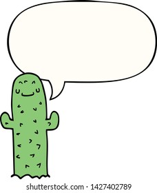 cactus de dibujos animados con burbuja de habla