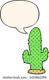 cactus de caricatura con burbuja de habla en el estilo de un libro de historietas