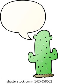 cactus de dibujos animados con burbuja de voz en un estilo de gradiente suave