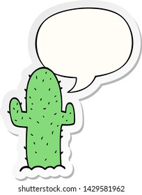 cartoon cactus with speech bubble sticker