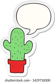 cartoon cactus with speech bubble sticker