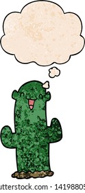 cactus de dibujos animados con burbuja de pensamiento en forma de textura gruesa