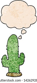 cactus de dibujos animados con burbuja de pensamiento en forma de textura gruesa