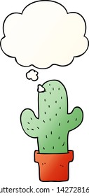 cartoon cactus with thought bubble in smooth gradient style
