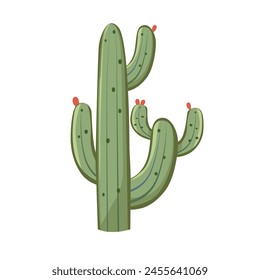 Cartoon cactus tree vector illustration, cacti desert plant isolated on white background