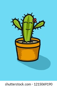 cartoon cactus vector illustion like so happy.