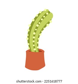Cartoon cactus. Vector illustration in flat style isolated on white background.