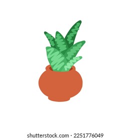 Cartoon cactus. Vector illustration in flat style isolated on white background.