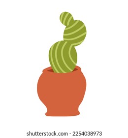 Cartoon cactus. Vector illustration in flat style isolated on white background.