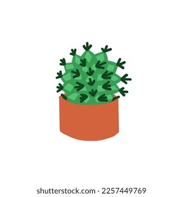 Cartoon cactus. Vector illustration in flat style isolated on white background.