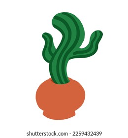 Cartoon cactus. Vector illustration in flat style isolated on white background.