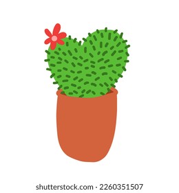 Cartoon cactus. Vector illustration in flat style isolated on white background.