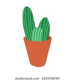 Cartoon cactus. Vector illustration in flat style isolated on white background.