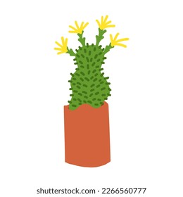 Cartoon cactus. Vector illustration in flat style isolated on white background.