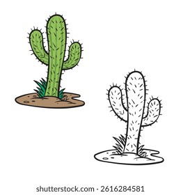 cartoon cactus vector illustration. Simple drawing. Easy to edit. 