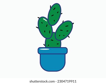 Cartoon cactus. Vector set of bright cacti and aloe. Colored, bright cacti flowers isolated on white background.