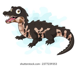 Cartoon Caiman crocodile isolated on white background