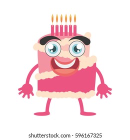 cartoon cake candle sweet vector illustration eps 10