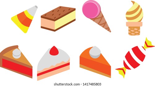 cartoon cake color doodle ice cream icons pack set cafe 