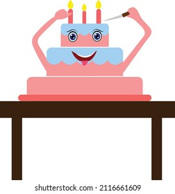 Cartoon cake cutting vector illustration