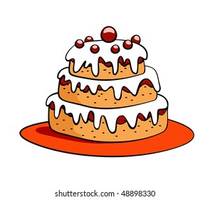 Pastel de dibujos animados dibujando en un plato