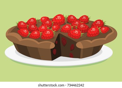 Cartoon cake fresh tasty dessert sweet pastry pie vector illustration gourmet homemade delicious