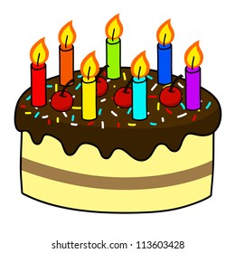 Cartoon cake hand drawing . Vector