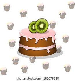 Cartoon cake with kiwi 