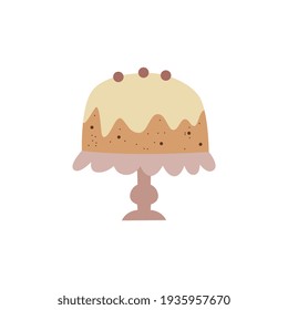 Torta de caricatura en un bonito puesto de exposición - comida dulce de postre con hielo