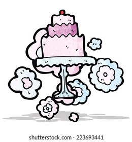 cartoon cake on cake stand