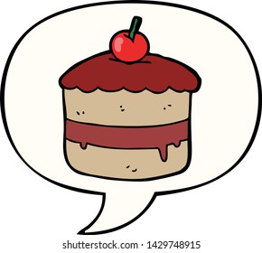 pastel de dibujos animados con burbuja de habla