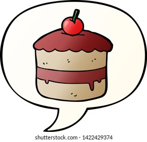 cartoon cake with speech bubble in smooth gradient style