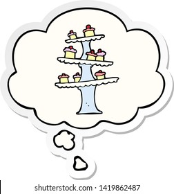 cartoon cake stand with thought bubble as a printed sticker