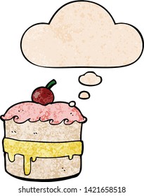 Cartoon-Kuchen mit Gedankenblase im Grunge-Stil