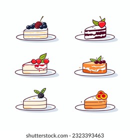 Cartoon cakes. Colorful delicious desserts, birthday cake with celebration 06