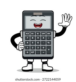 Una calculadora de dibujos animados con una expresión. Adecuado para su uso como elemento en diseños de temática empresarial. Se puede aplicar a varios medios impresos.