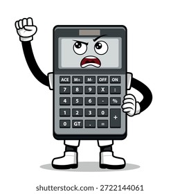 Una calculadora de dibujos animados con una expresión. Adecuado para su uso como elemento en diseños de temática empresarial. Se puede aplicar a varios medios impresos.