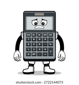 A cartoon calculator with an expression. Suitable for use as an element in business-themed designs. It can be applied to various print media.
