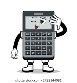 Ein Zeichentrickrechner mit einem Ausdruck. Geeignet für den Einsatz als Element in Business-Design. Es kann auf verschiedene Printmedien aufgetragen werden.