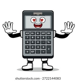 Una calculadora de dibujos animados con una expresión. Adecuado para su uso como elemento en diseños de temática empresarial. Se puede aplicar a varios medios impresos.