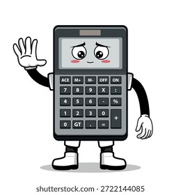 Una calculadora de dibujos animados con una expresión. Adecuado para su uso como elemento en diseños de temática empresarial. Se puede aplicar a varios medios impresos.