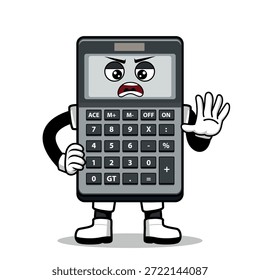 Una calculadora de dibujos animados con una expresión. Adecuado para su uso como elemento en diseños de temática empresarial. Se puede aplicar a varios medios impresos.